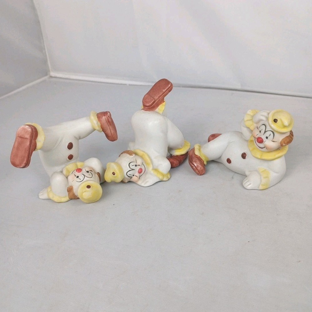 VTG UCGC Taiwan Ceramic Tumbling Circus Clowns Figurines LOT OF 3 Collectibles